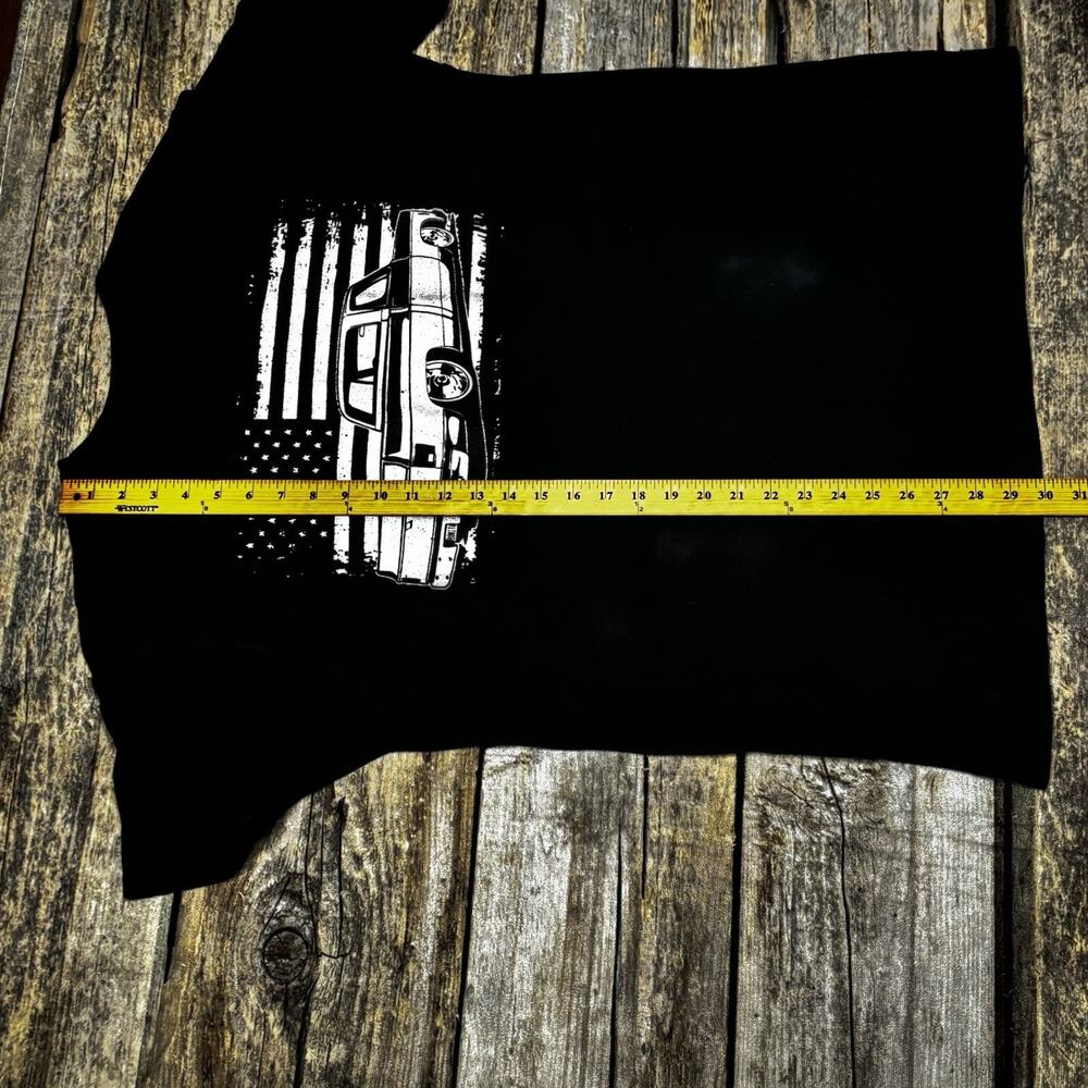 Chevy C10 Nation American Flag Slammed Truck T Shirt Mens Size XL Black - Picture 5 of 6